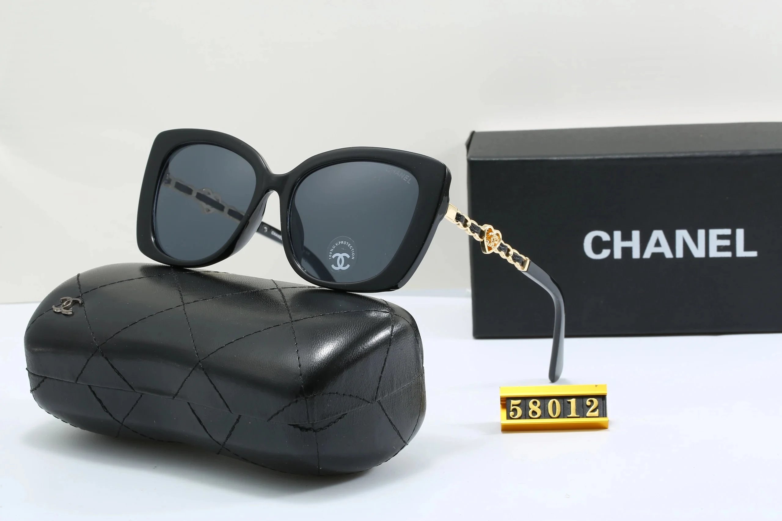 Chanel Cat-Eye Gradient Brown Sunglasses with Chain Detail - 19