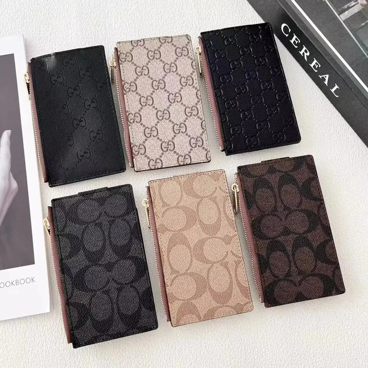 Coach Signature Print Envelope Card Holder Brown Wallet - 10