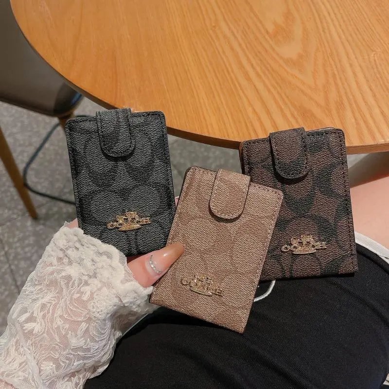 Coach Signature Print Envelope Card Holder Brown Wallet - 5
