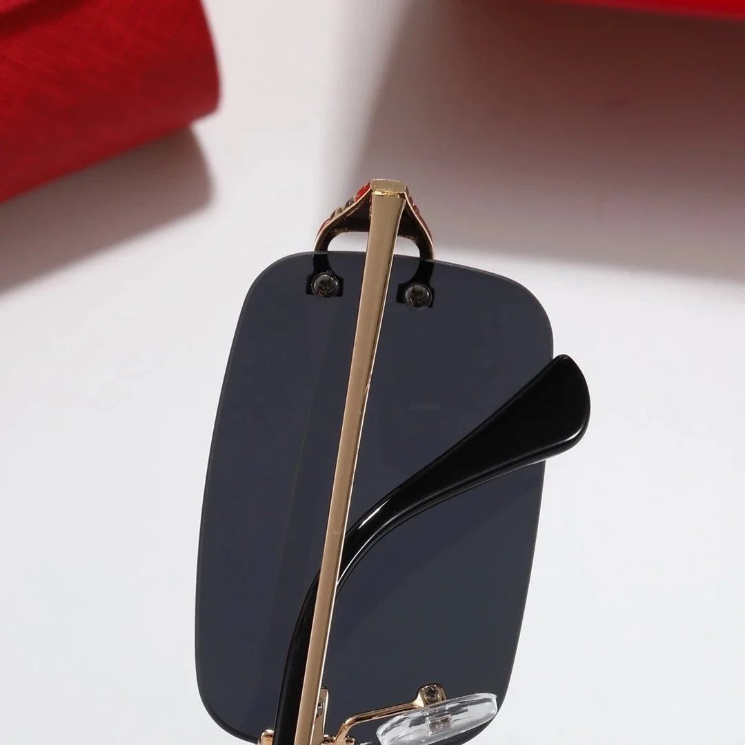Cartier Santos de Cartier Rimless Sunglasses Gray Gradient Gold - 6
