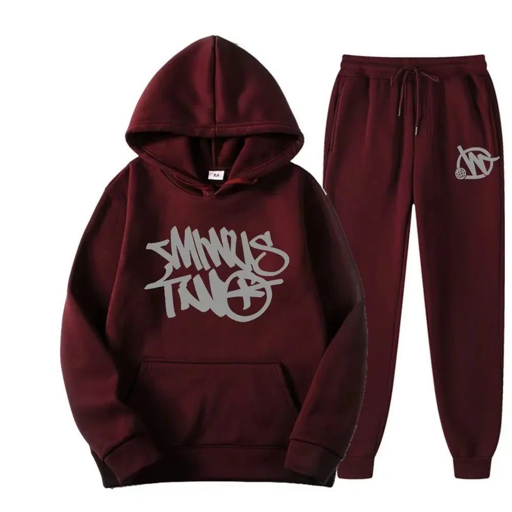 Design Graffiti Logo Yellow Hoodie and Sweatpants Set - 12
