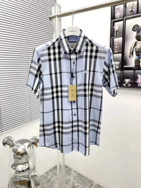 Burberry Classic Check Short-Sleeve Shirt Light Blue - 1