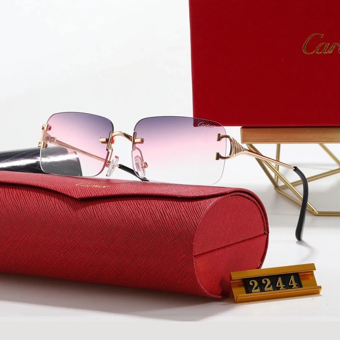 Cartier Santos de Cartier Rimless Sunglasses Gray Gradient Gold - 9