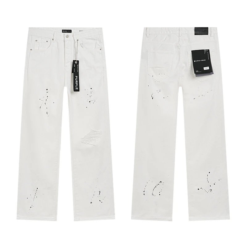 Purple Brand — Splatter-Paint Distressed Straight-Leg Jeans - rep Purple Brand