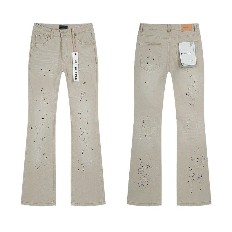 Purple Brand — Splatter-Paint Distressed Straight-Leg Jeans - rep Purple Brand