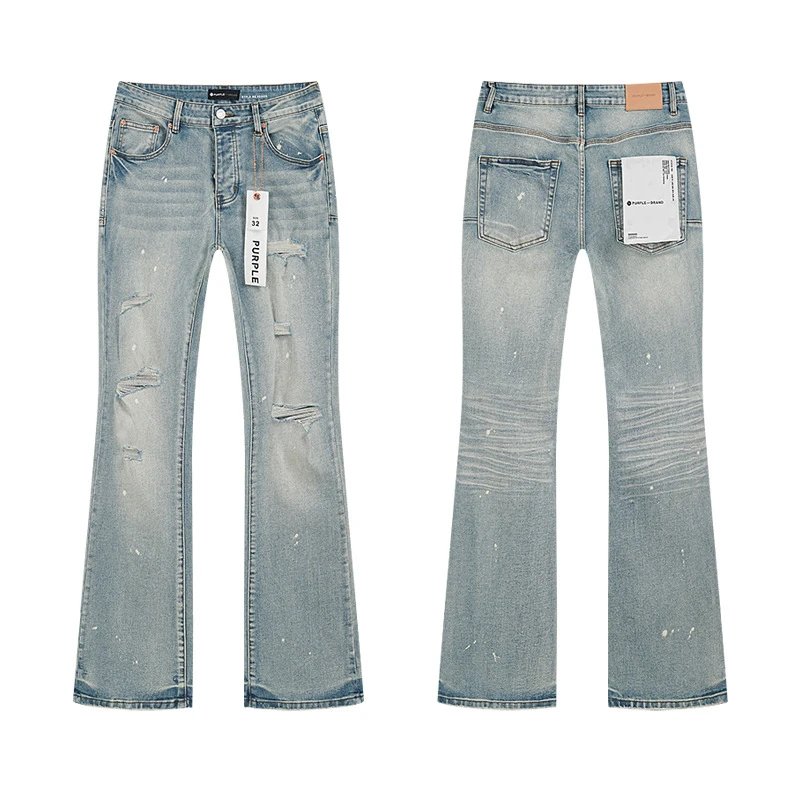 Purple Brand — Splatter-Paint Distressed Straight-Leg Jeans - rep Purple Brand