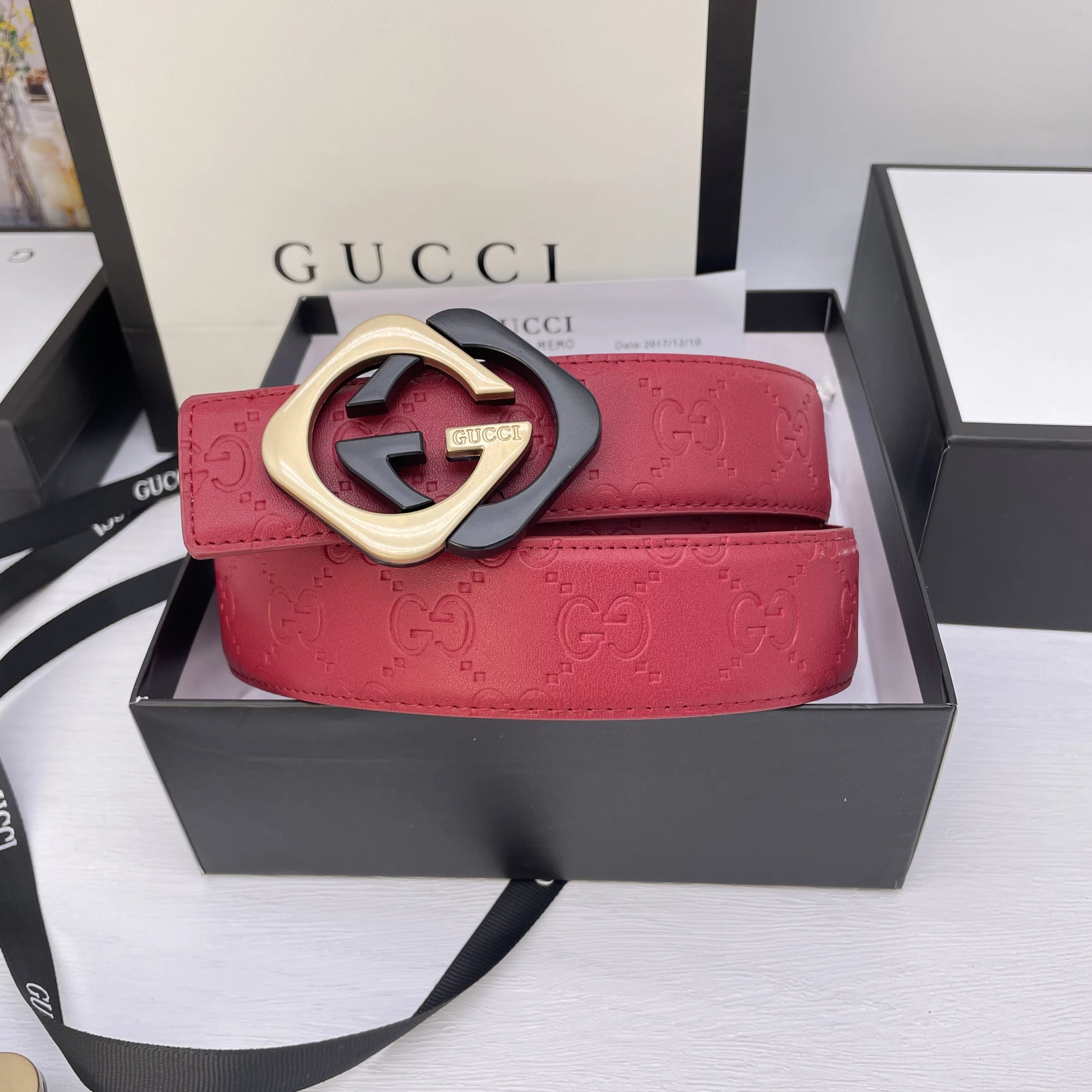 Gucci Belts GG Monogram Belt with Double G Buckle — 12
