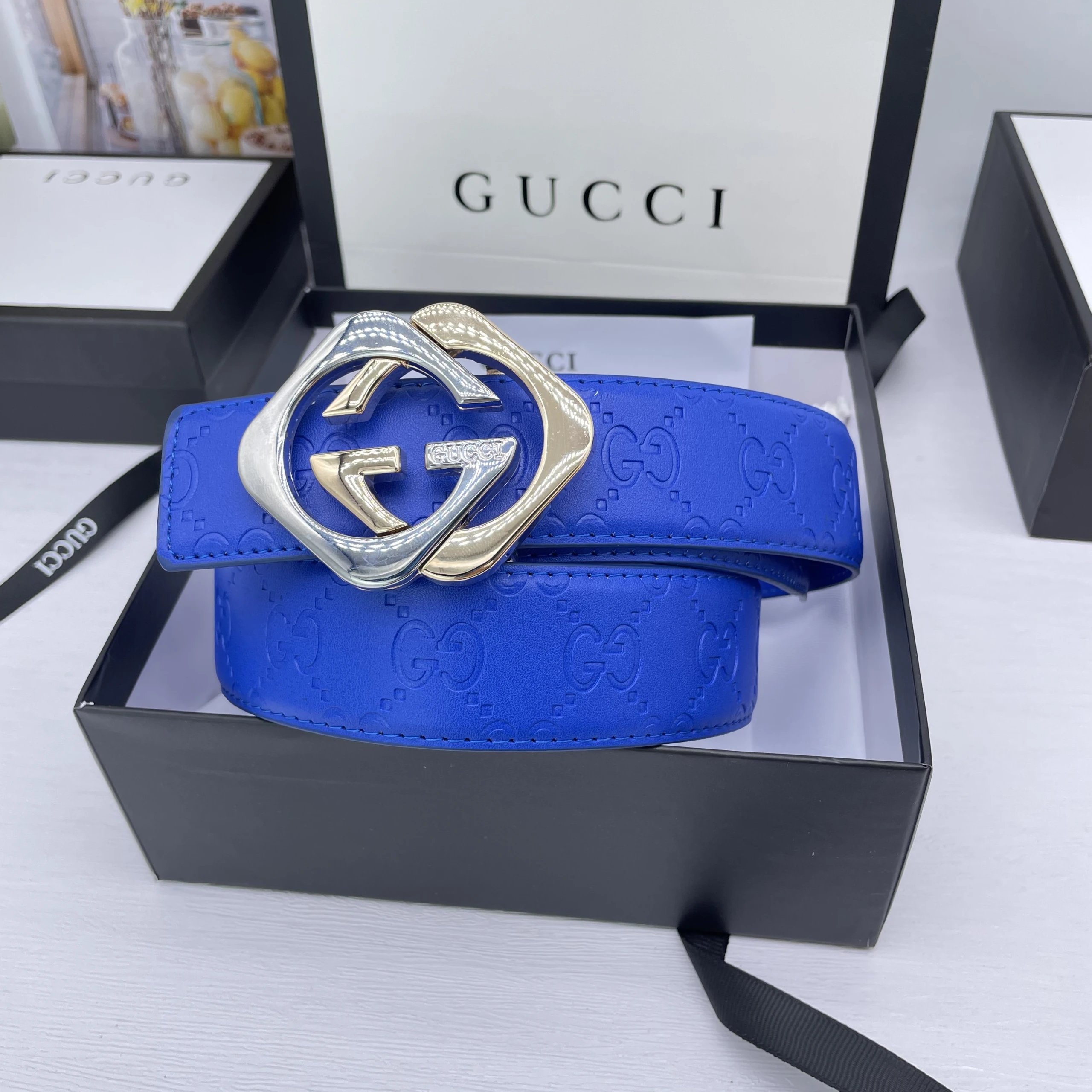 Gucci Belts GG Monogram Belt with Double G Buckle — 7