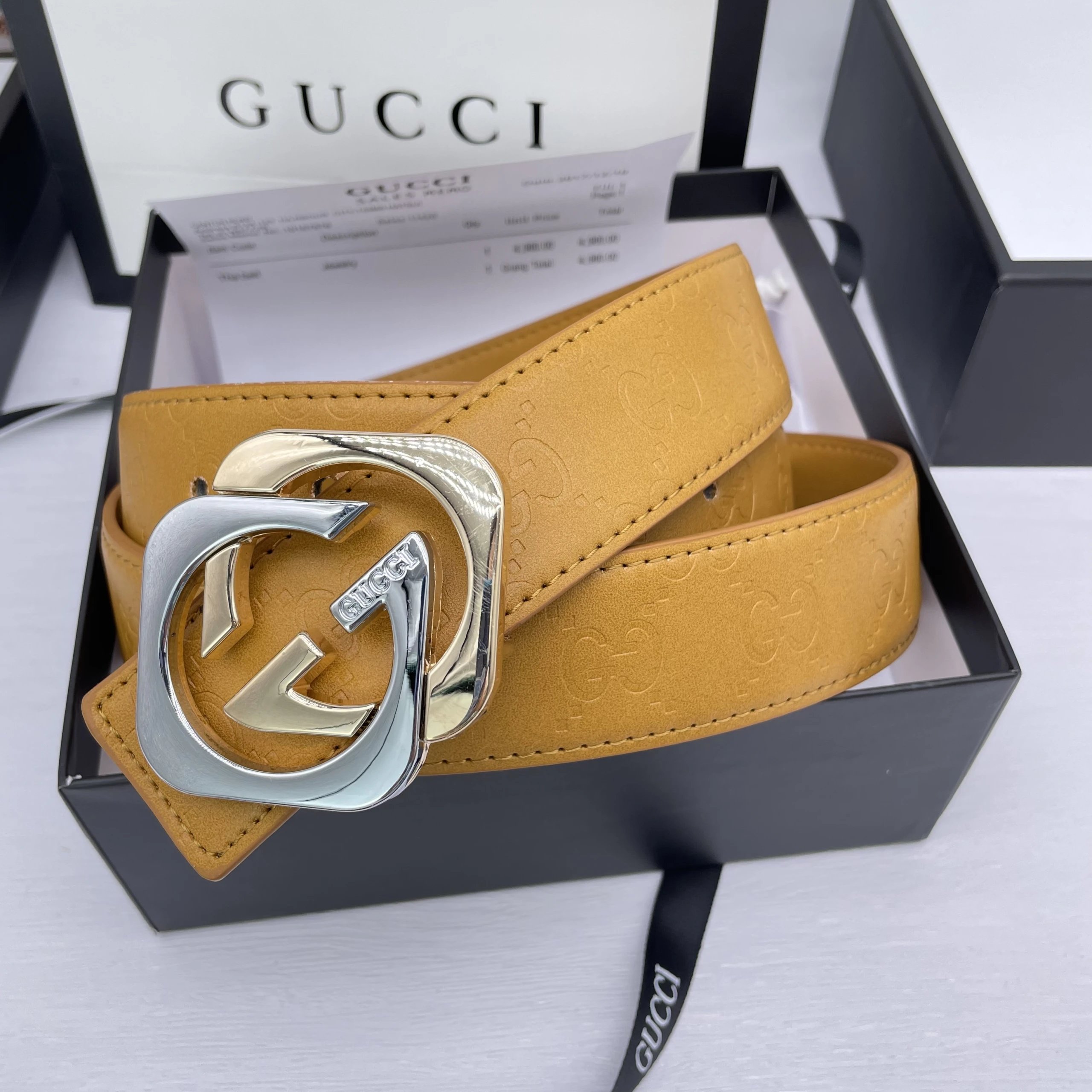 Gucci Belts GG Monogram Belt with Double G Buckle — 19