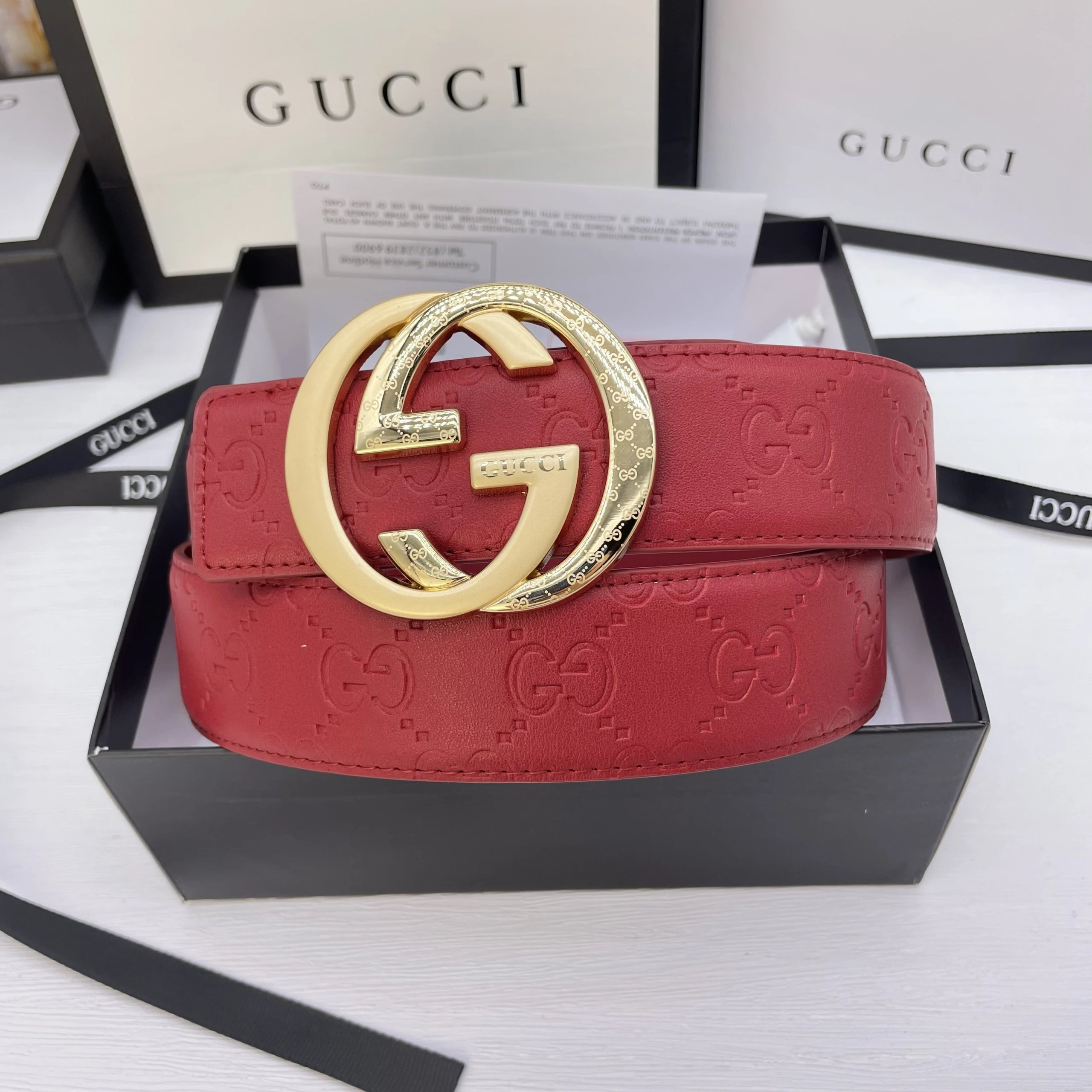 Gucci Belts GG Monogram Belt with Double G Buckle image 10