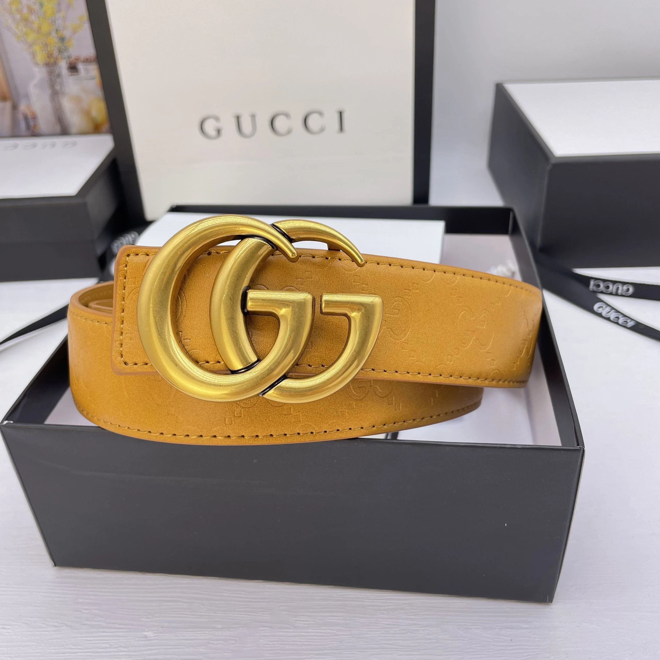 Gucci Belts GG Monogram Belt with Double G Buckle image 6