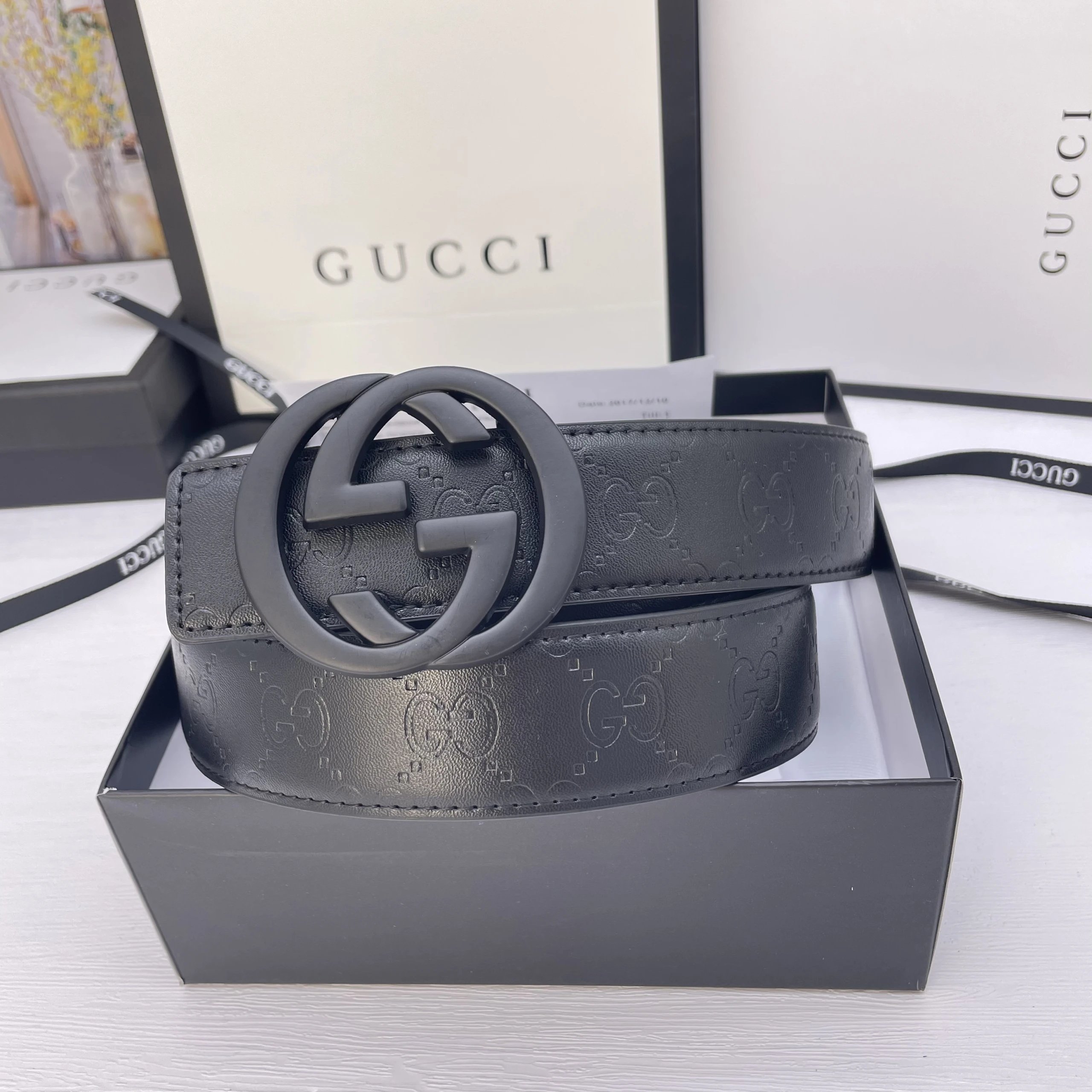 Gucci Belts GG Monogram Belt with Double G Buckle — 27