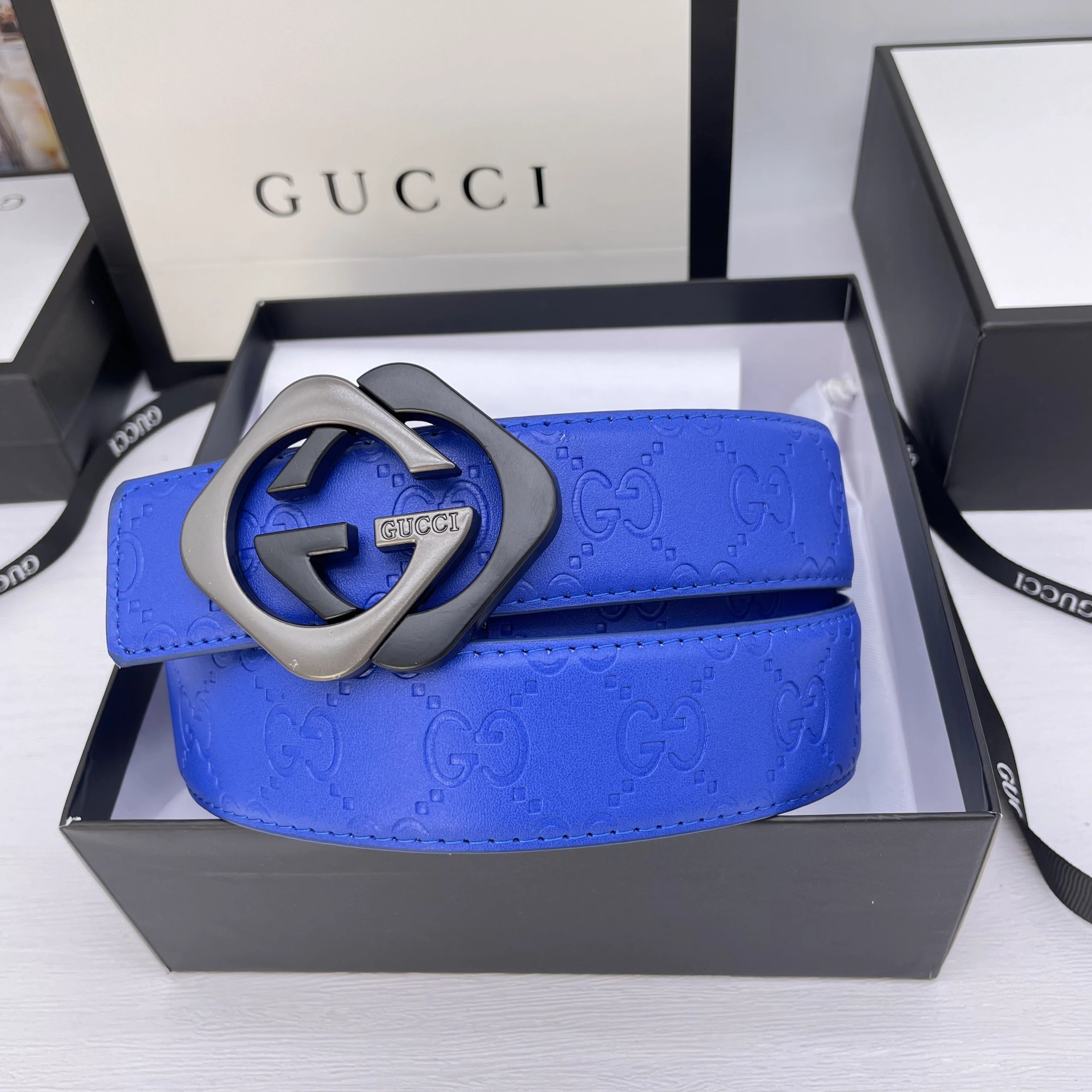Gucci Belts GG Monogram Belt with Double G Buckle — 4