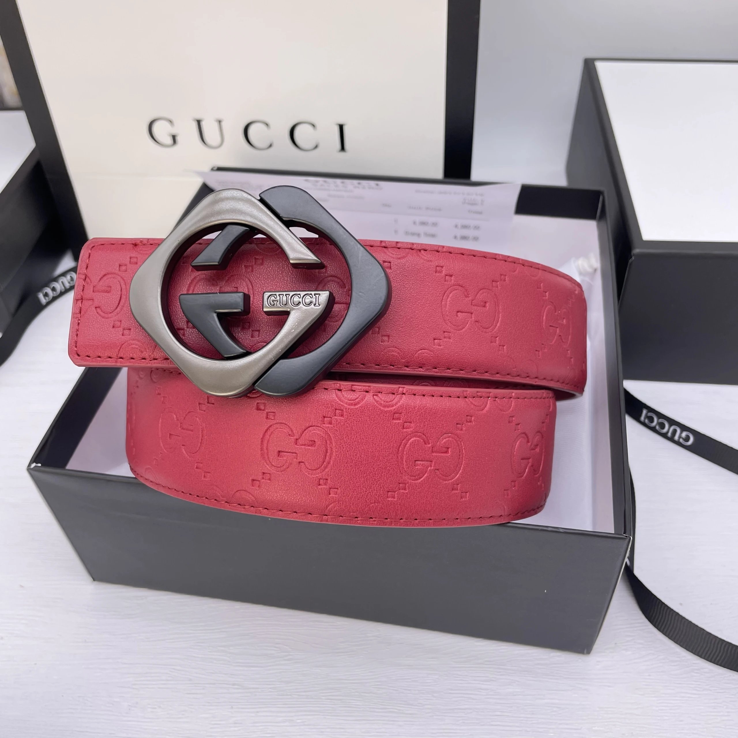 Gucci Belts GG Monogram Belt with Double G Buckle image 5