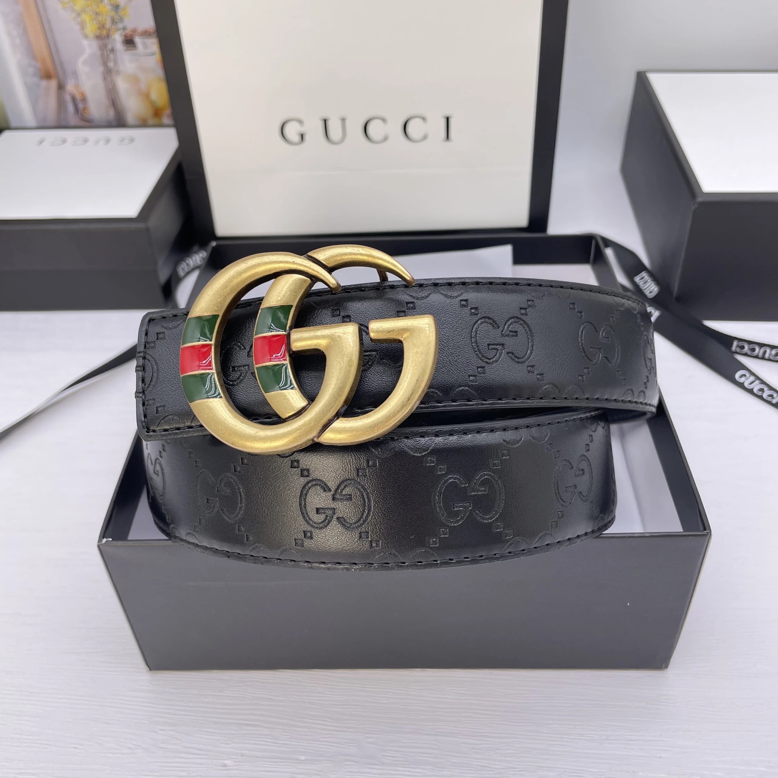 Gucci Belts GG Monogram Belt with Double G Buckle image 12