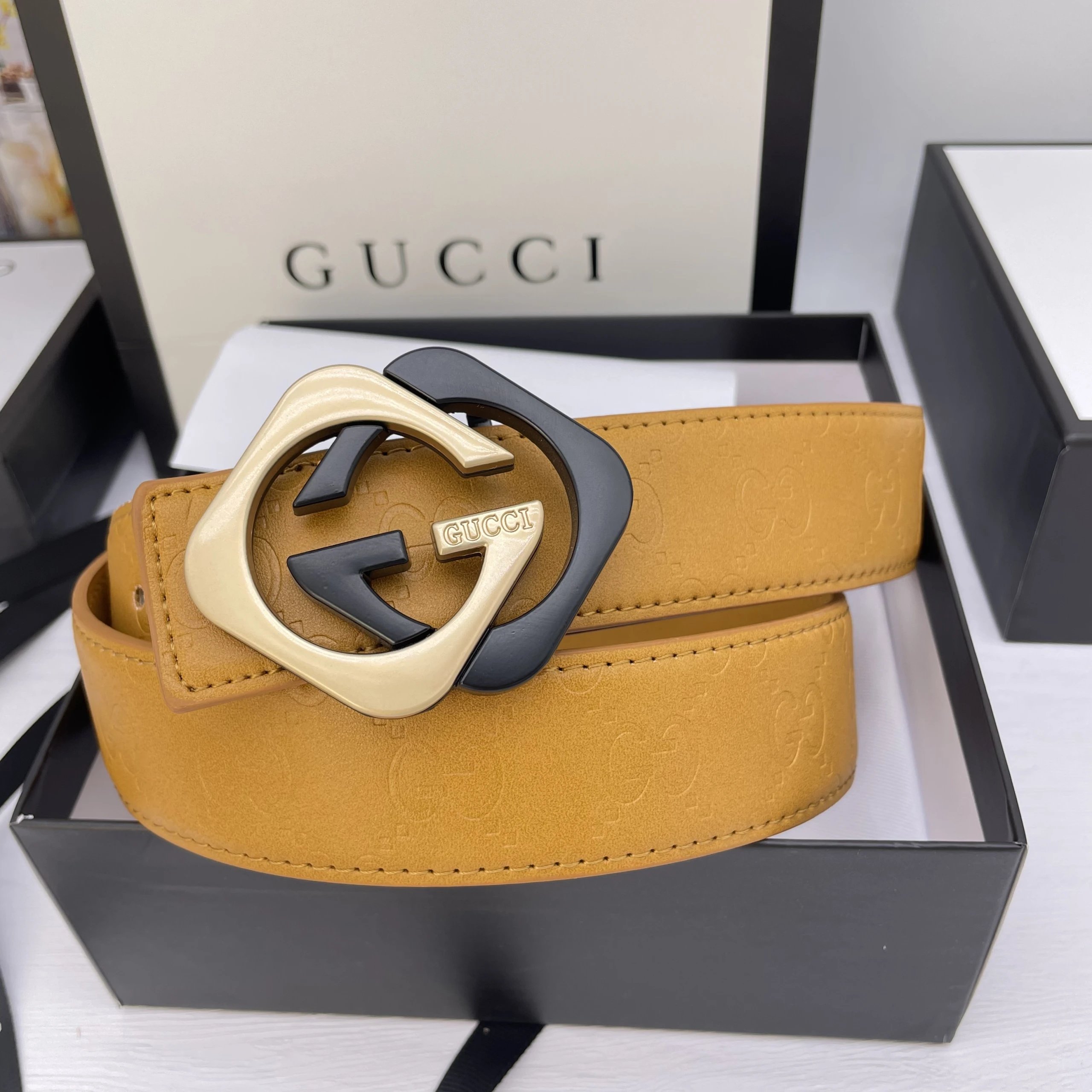 Gucci Belts GG Monogram Belt with Double G Buckle — 24