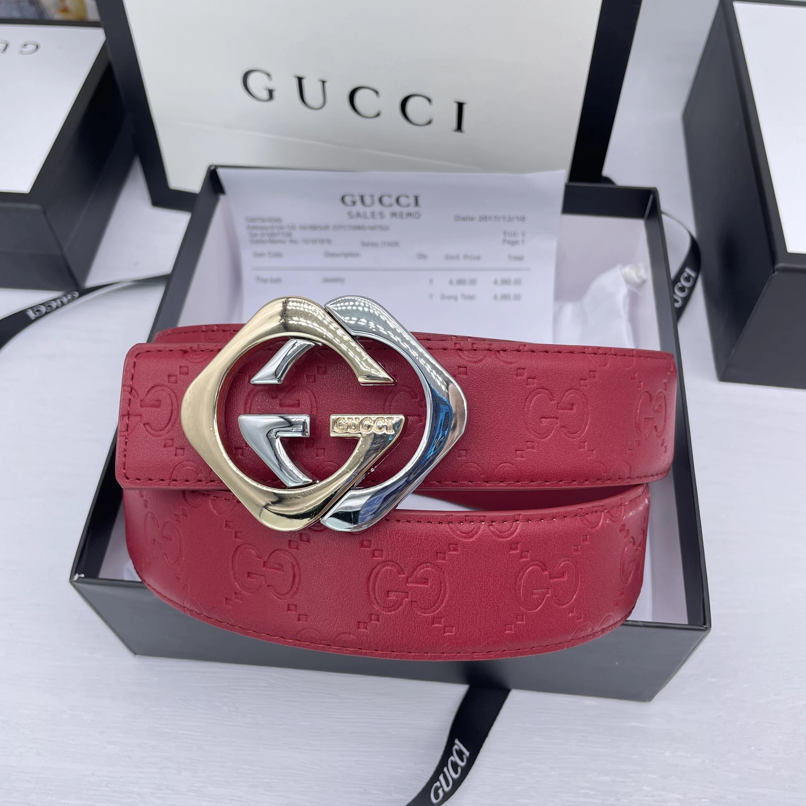 Gucci Belts GG Monogram Belt with Double G Buckle — 10