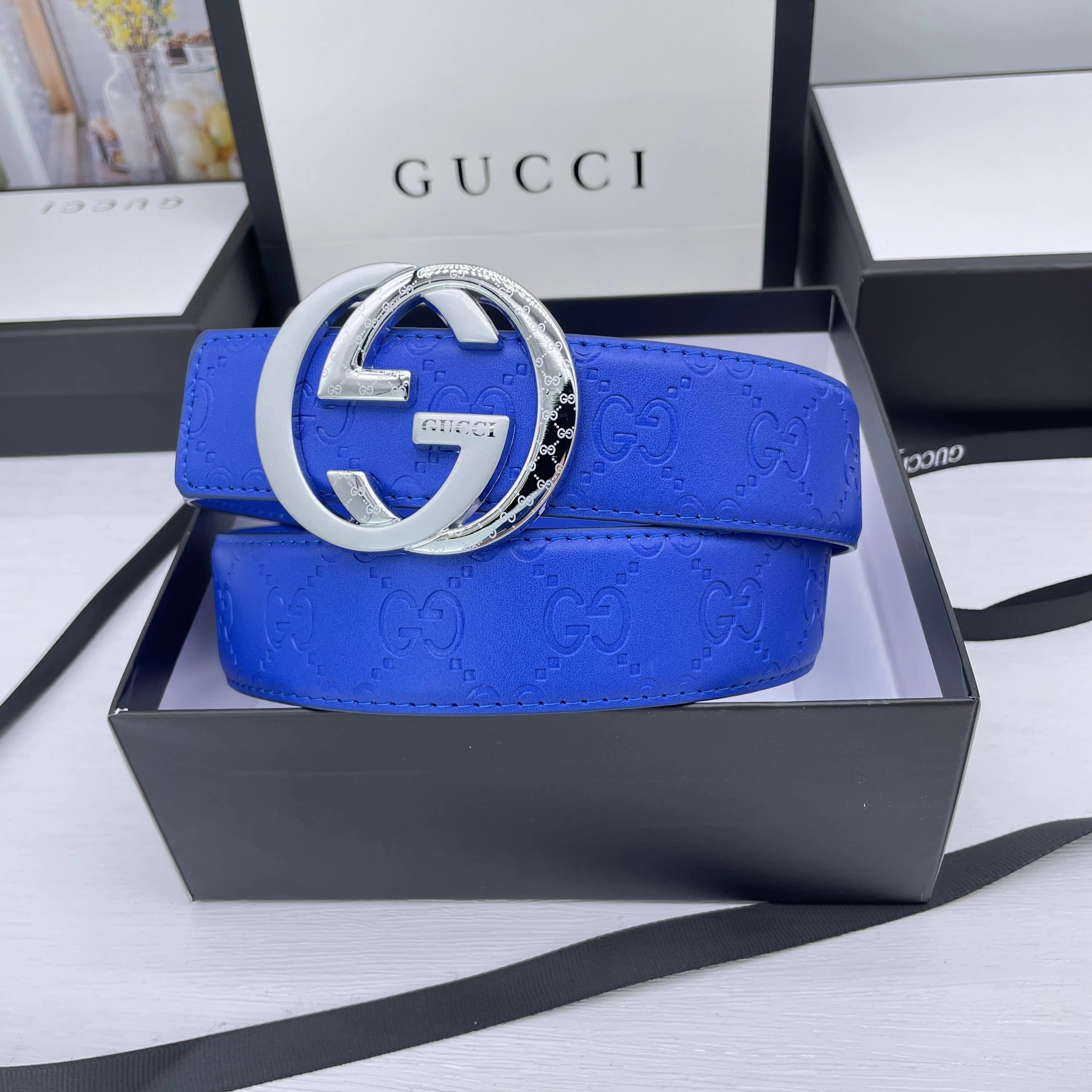Gucci Belts GG Monogram Belt with Double G Buckle — 6