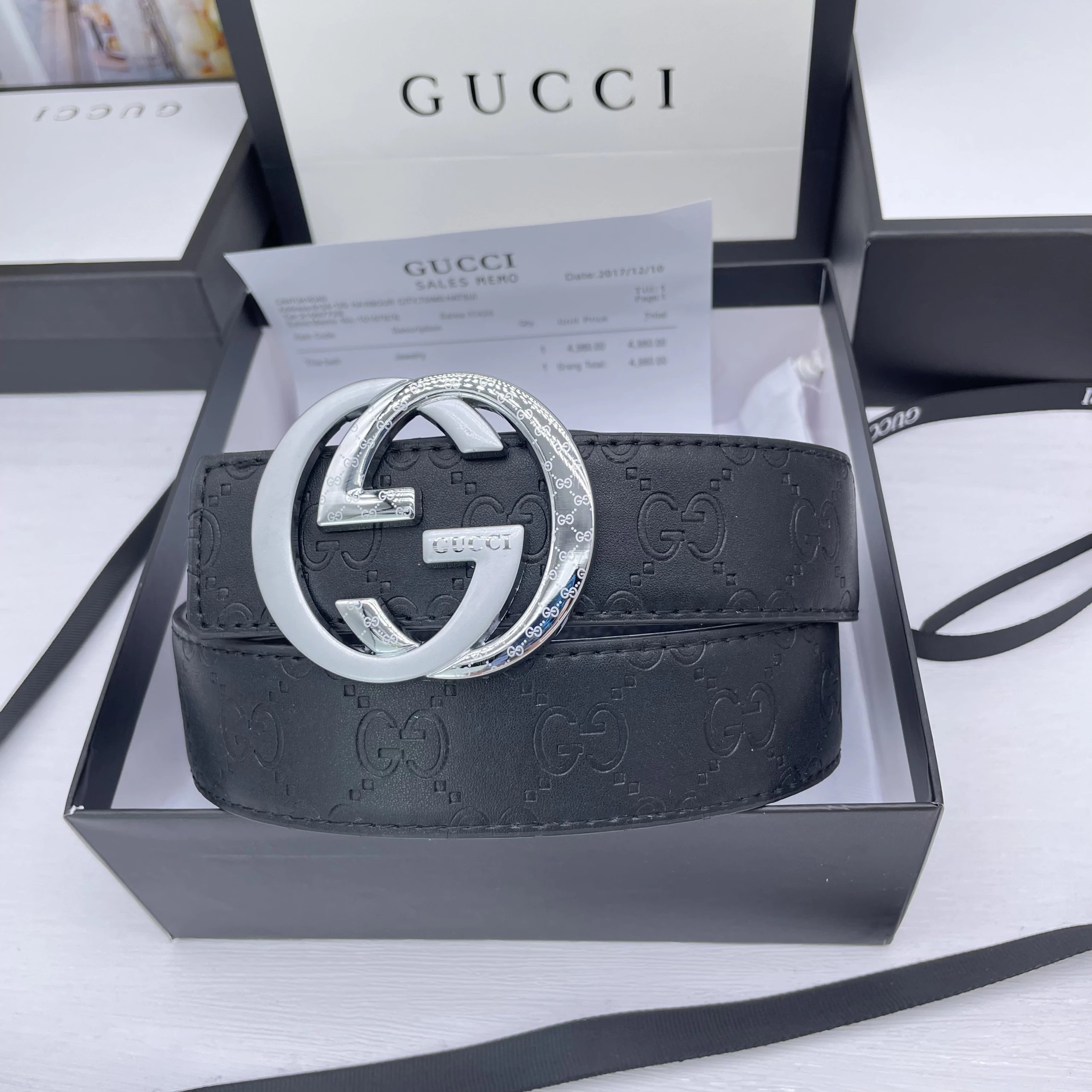 Gucci Belts GG Monogram Belt with Double G Buckle image 9