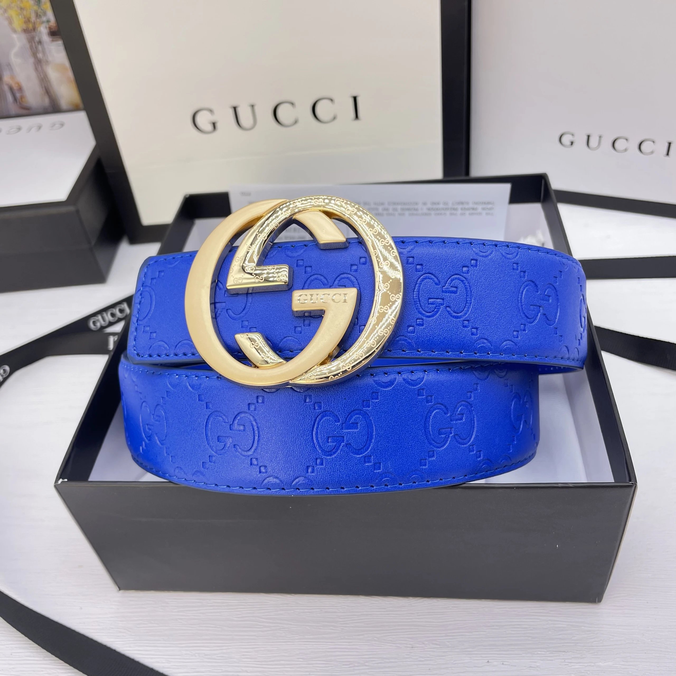 Gucci Belts GG Monogram Belt with Double G Buckle image 11