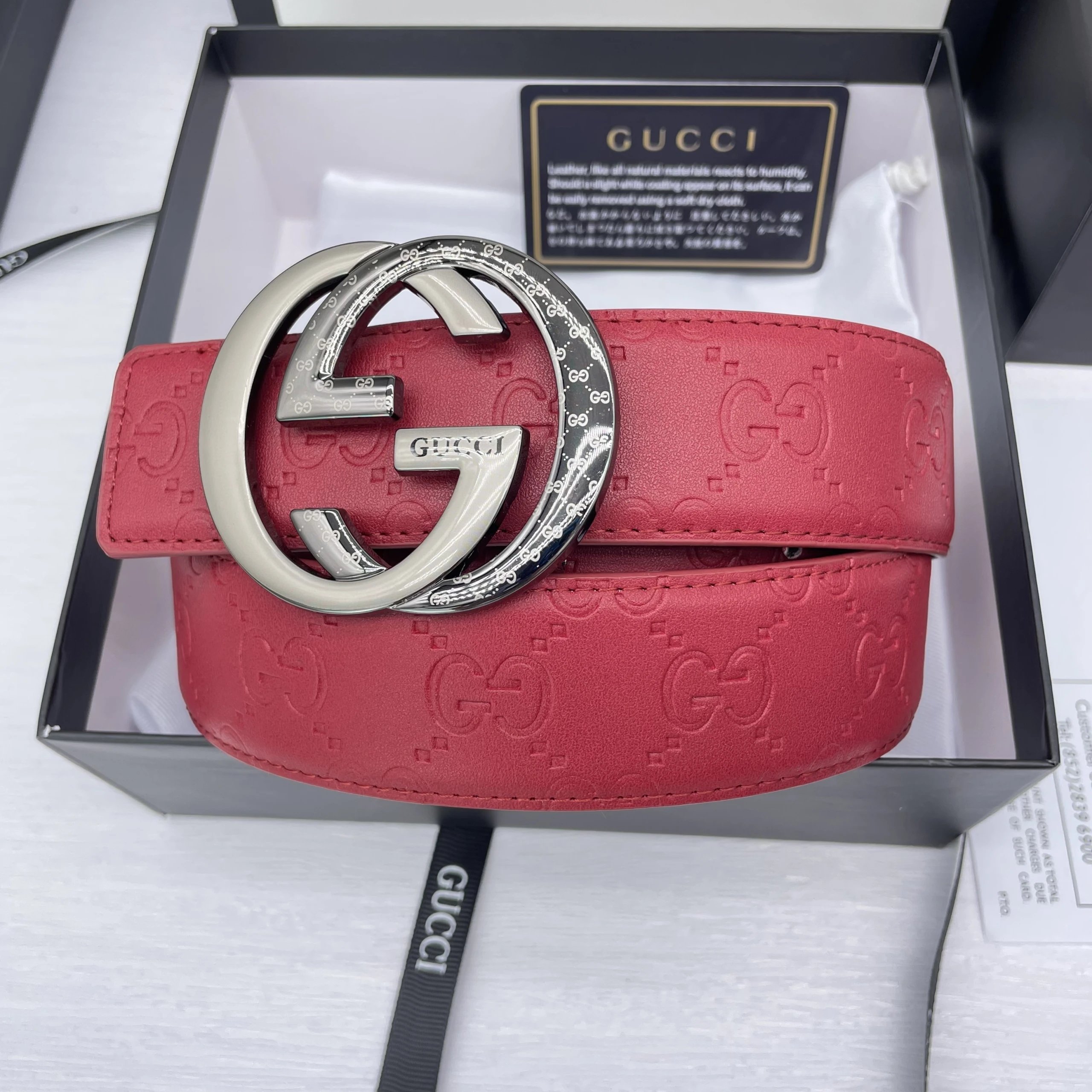 Gucci Belts GG Monogram Belt with Double G Buckle — 14