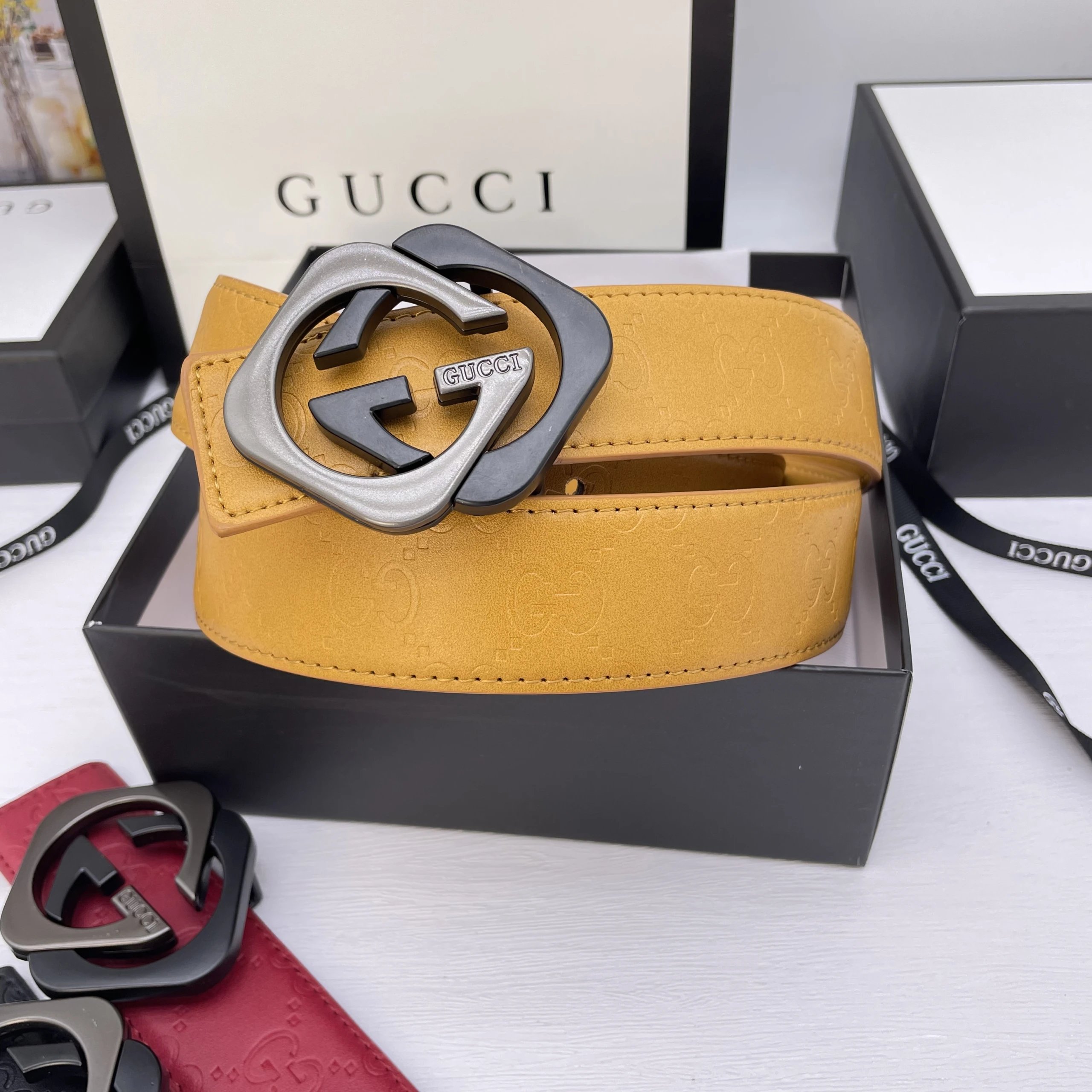 Gucci Belts GG Monogram Belt with Double G Buckle — 20