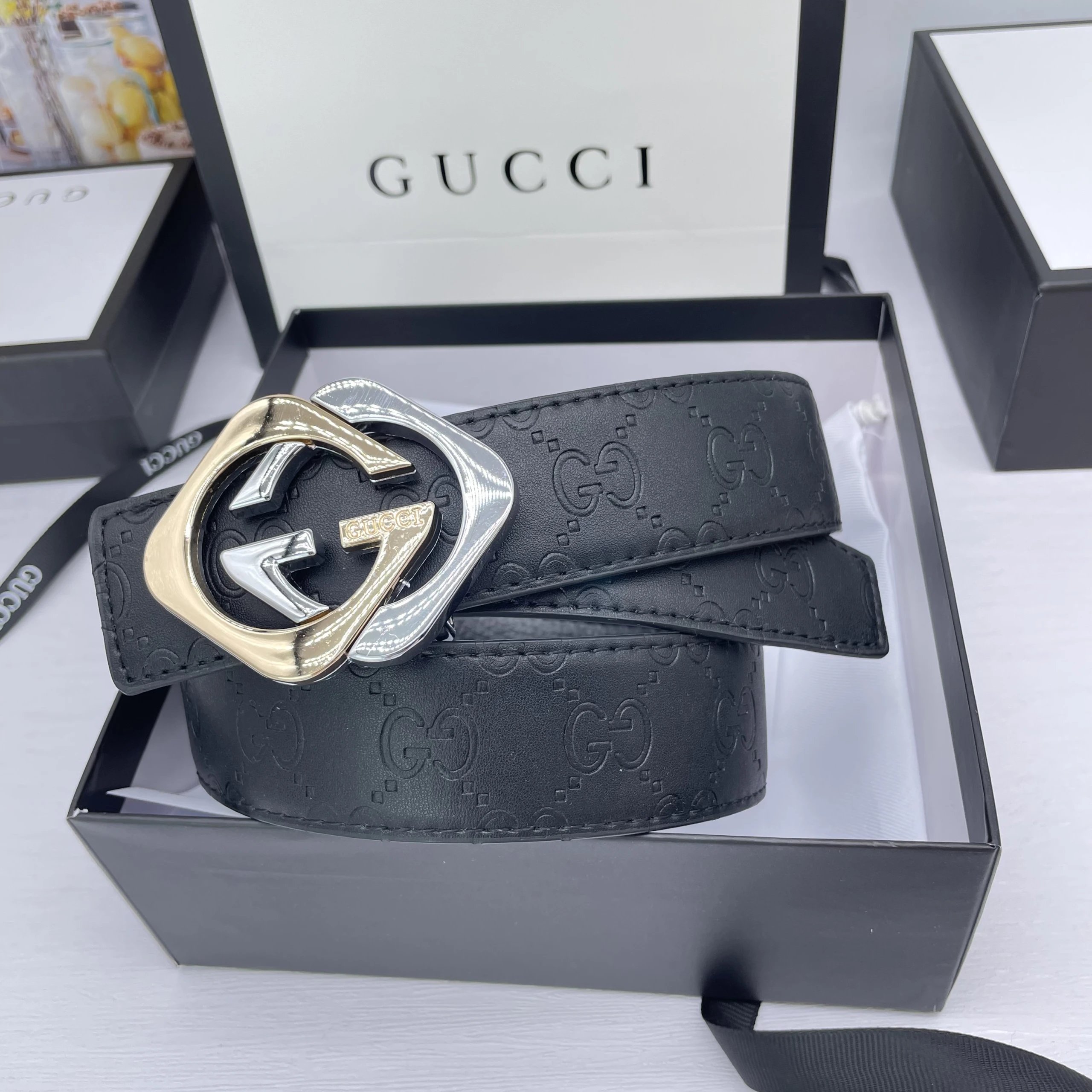 Gucci Belts GG Monogram Belt with Double G Buckle image 7
