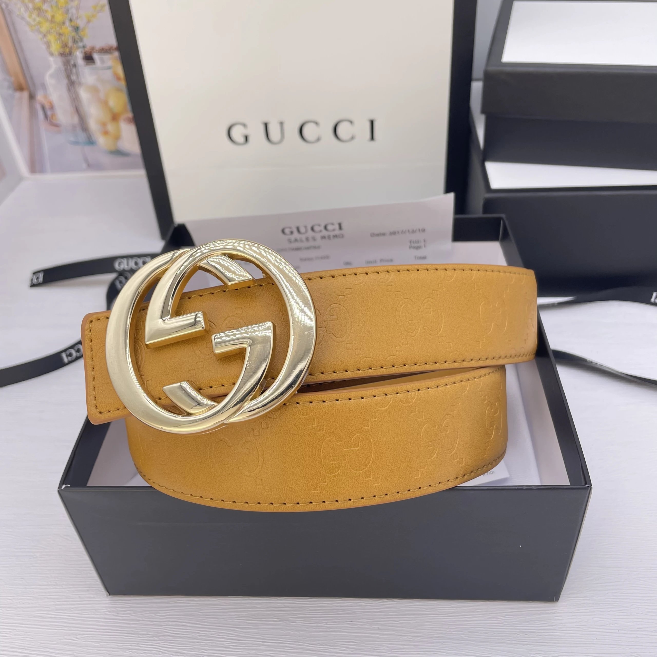 Gucci Belts GG Monogram Belt with Double G Buckle — 18