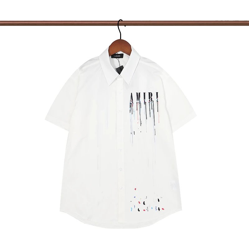 White Short-Sleeve Shirt with AMIRI Graphic Print