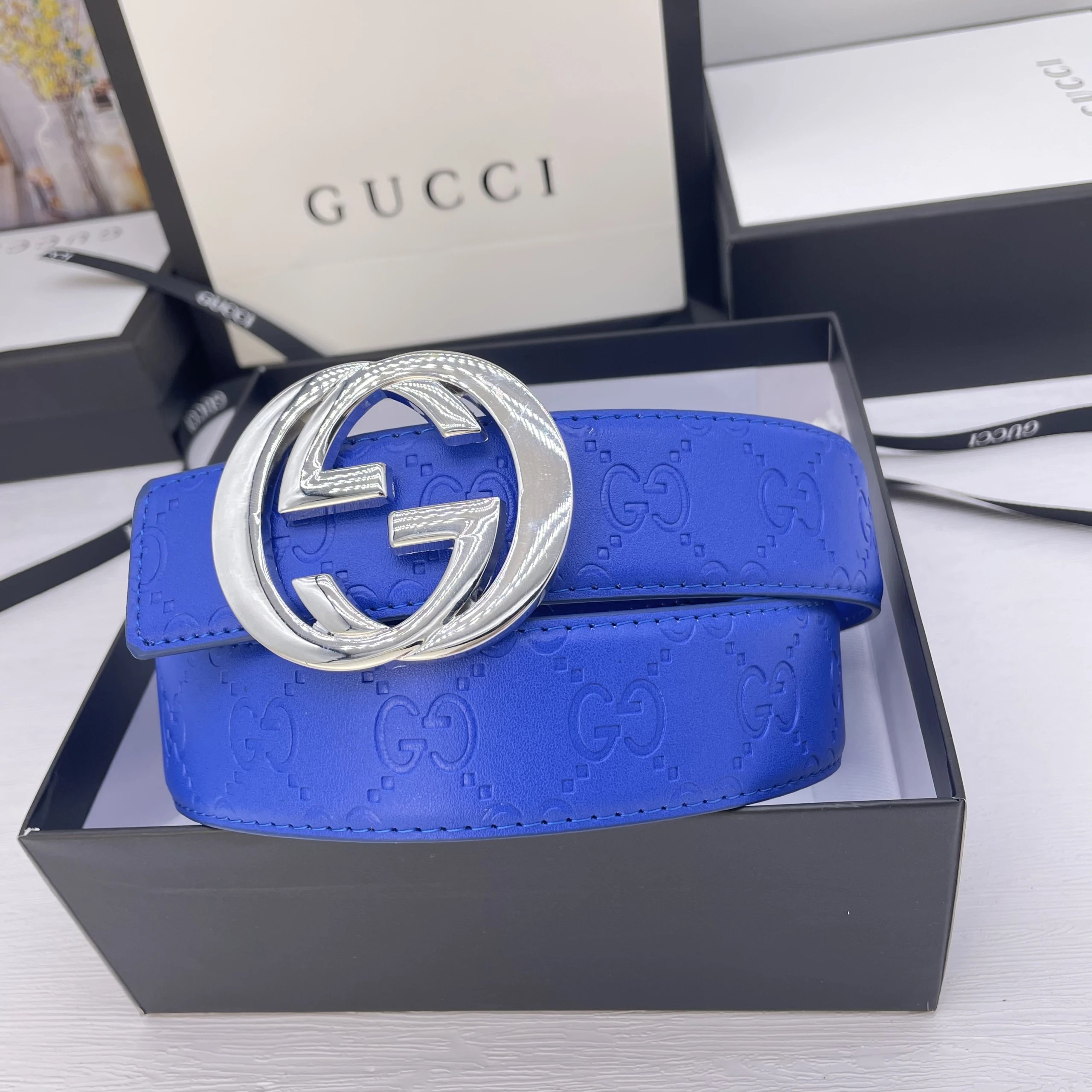 Gucci Belts GG Monogram Belt with Double G Buckle — 3