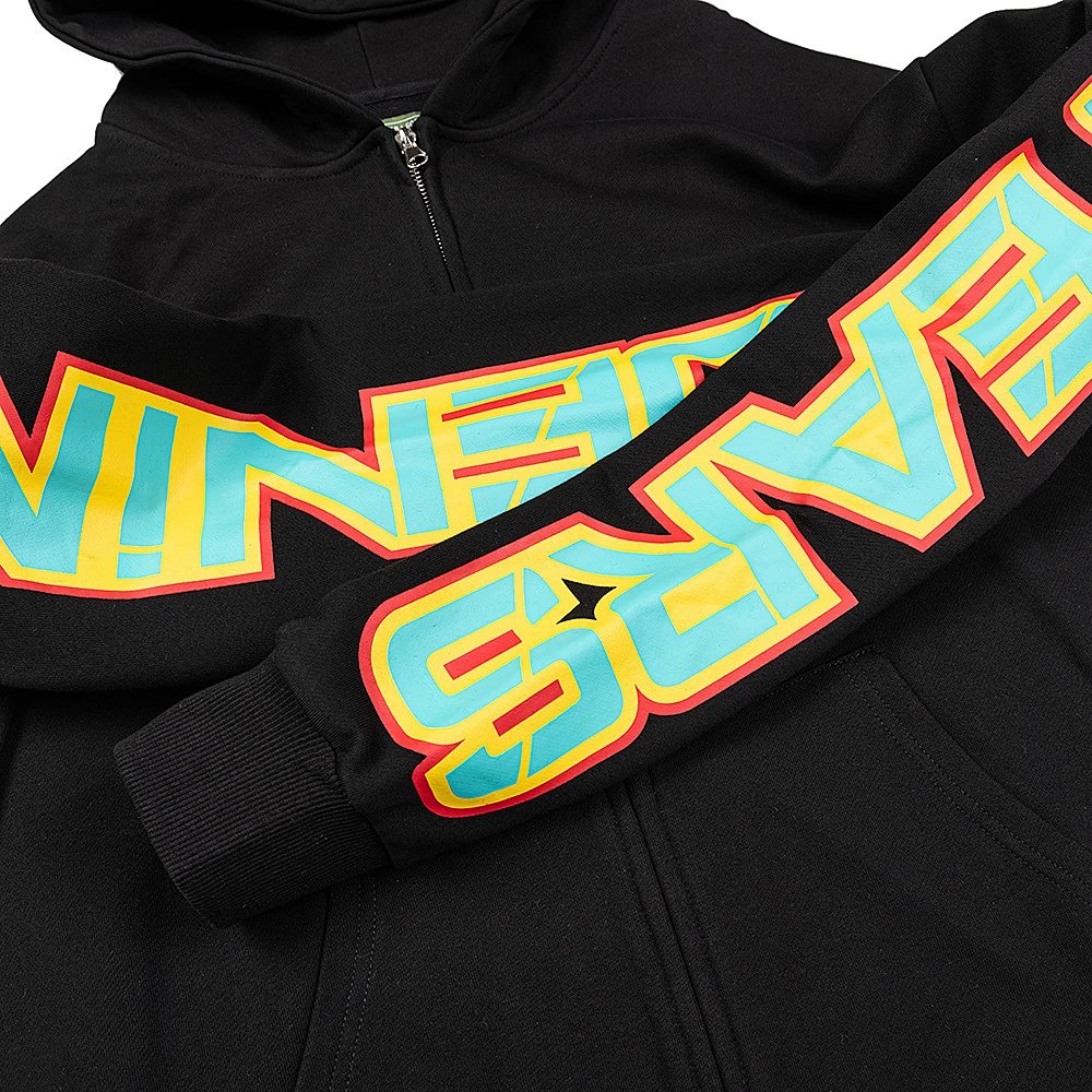 Denim Tears Zip-Up Hoodie Black with Neon Graphic Sleeves product detail 13 in Litbuy spreadsheet finds
