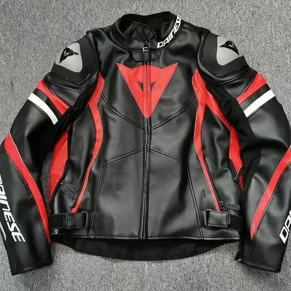 Dainese Racing Leather Motorcycle Jacket Black Red