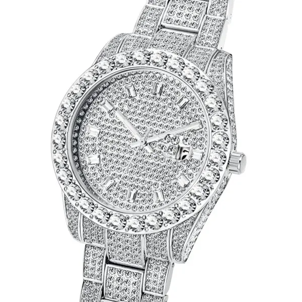 Design Crystal-Embellished Silver Tone Watch Watches - 9
