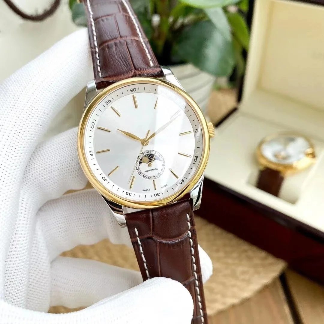 Longines Master Collection Moonphase Silver Dial Watch with Leather Strap Watches - 2