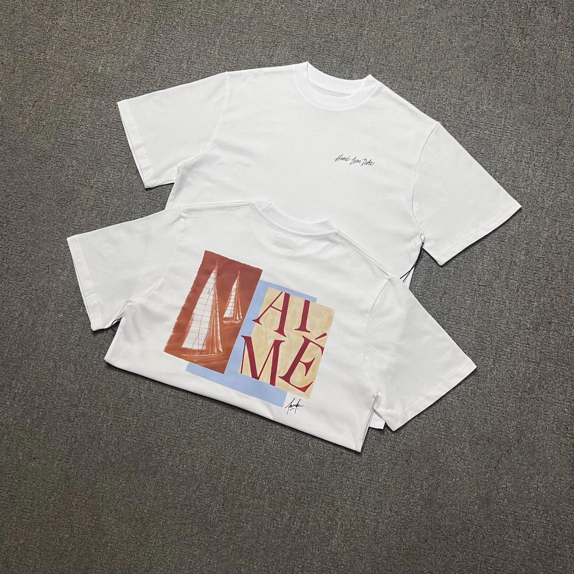 Abstract color block print summer loose casual short-sleeved T-shirt for men and women