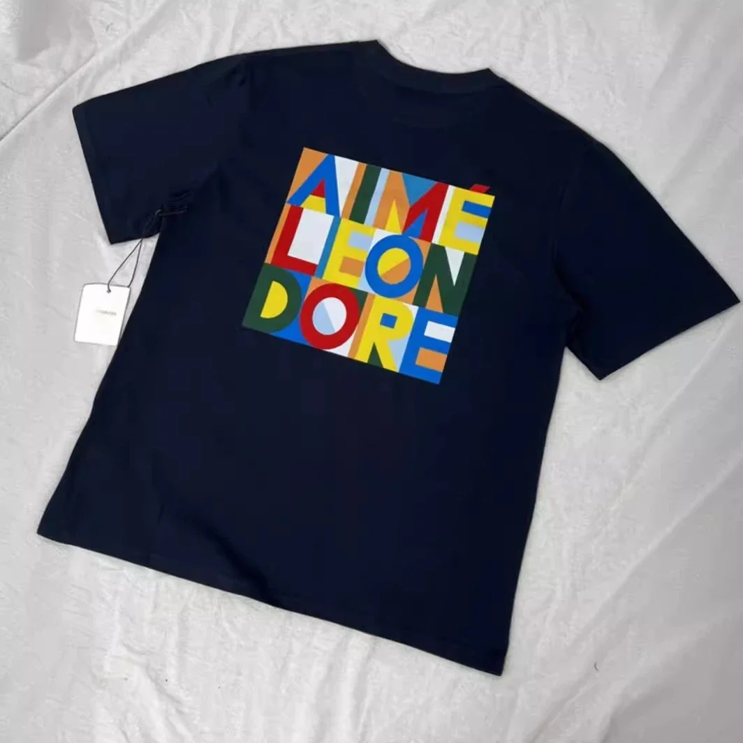 Abstract color block print summer loose casual short-sleeved T-shirt for men and women