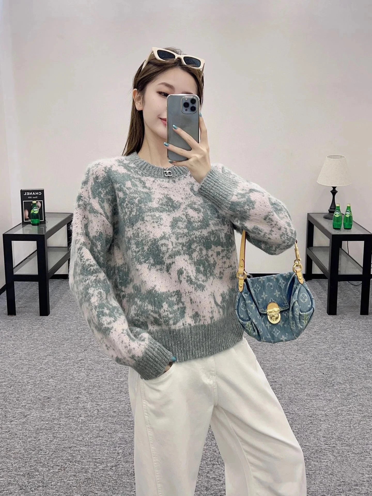 Ami Cun Nkon Marble Print V-Neck Cardigan Multicolor - 16