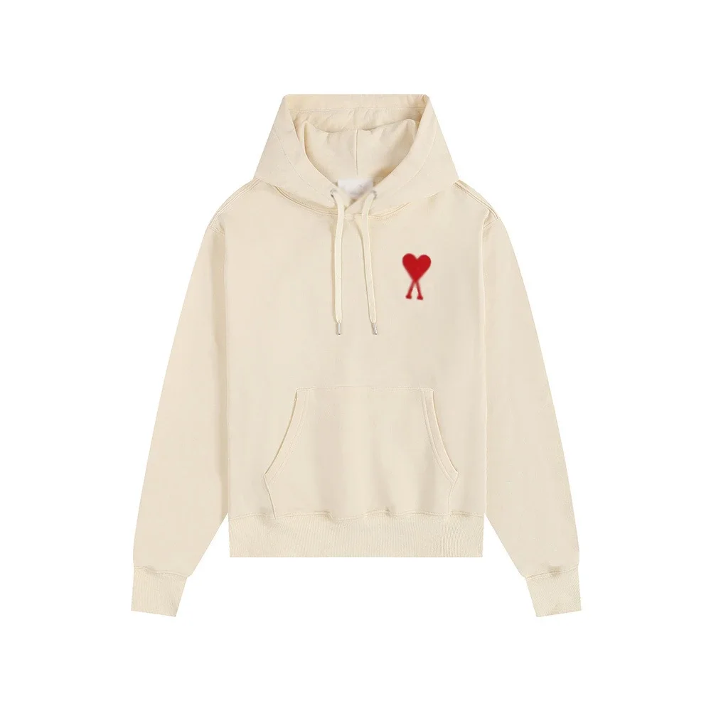 Sweatshirt autumn and winter new long-sleeved hooded unisex small love flat embroidered hoodie