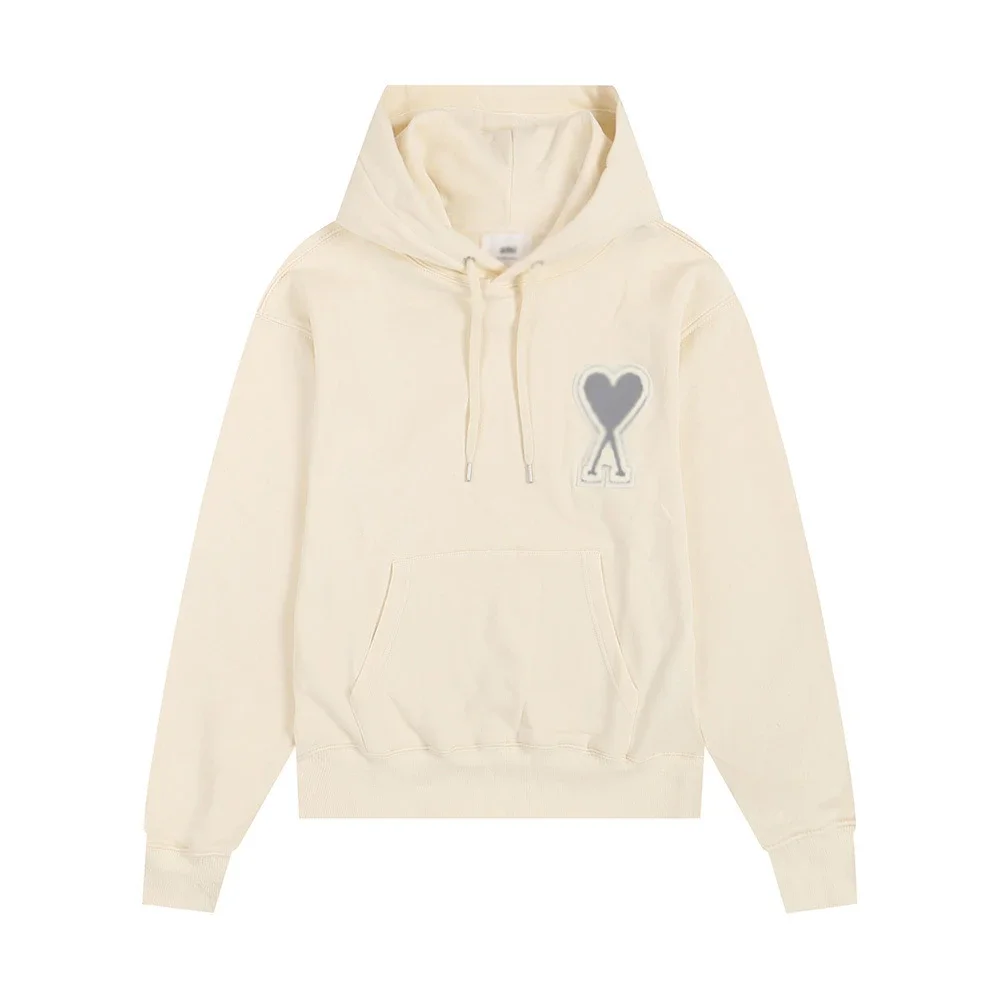 Sweatshirt autumn and winter new long-sleeved hooded unisex small love flat embroidered hoodie