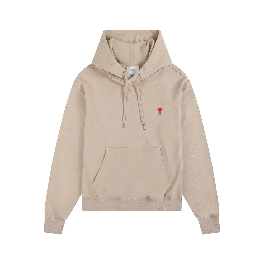 Sweatshirt autumn and winter new long-sleeved hooded unisex small love flat embroidered hoodie