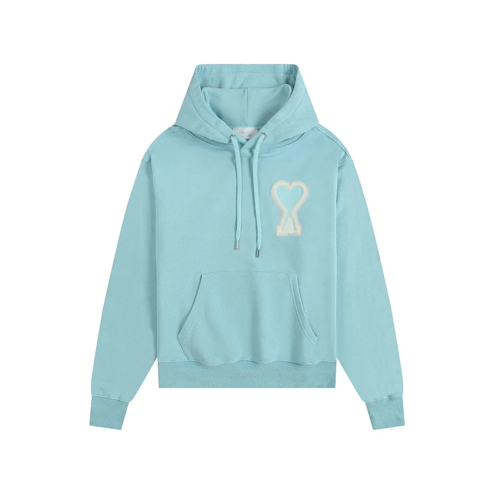 Sweatshirt autumn and winter new long-sleeved hooded unisex small love flat embroidered hoodie