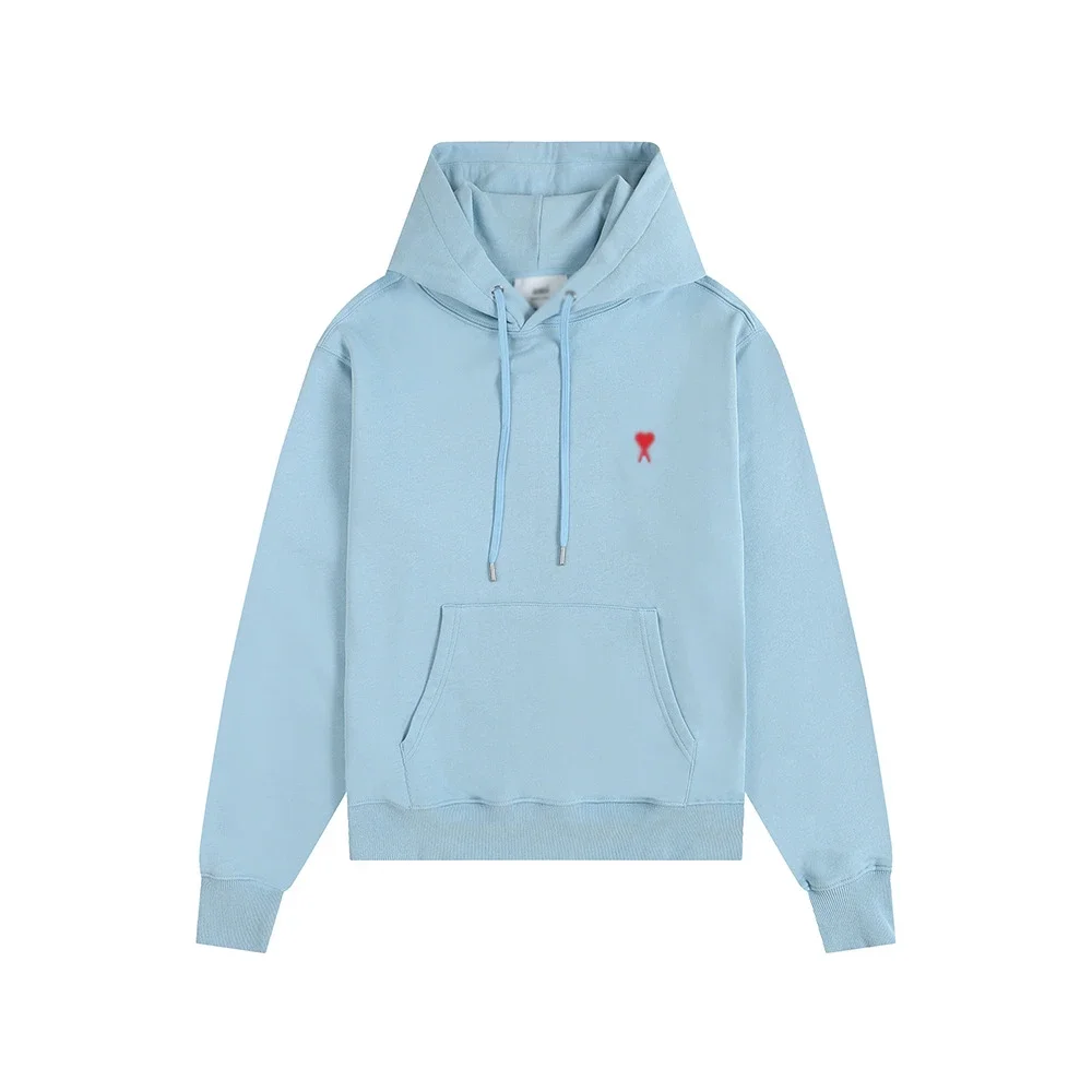 Sweatshirt autumn and winter new long-sleeved hooded unisex small love flat embroidered hoodie