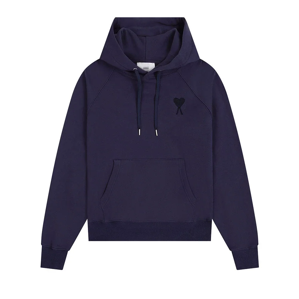 Sweatshirt autumn and winter new long-sleeved hooded unisex small love flat embroidered hoodie