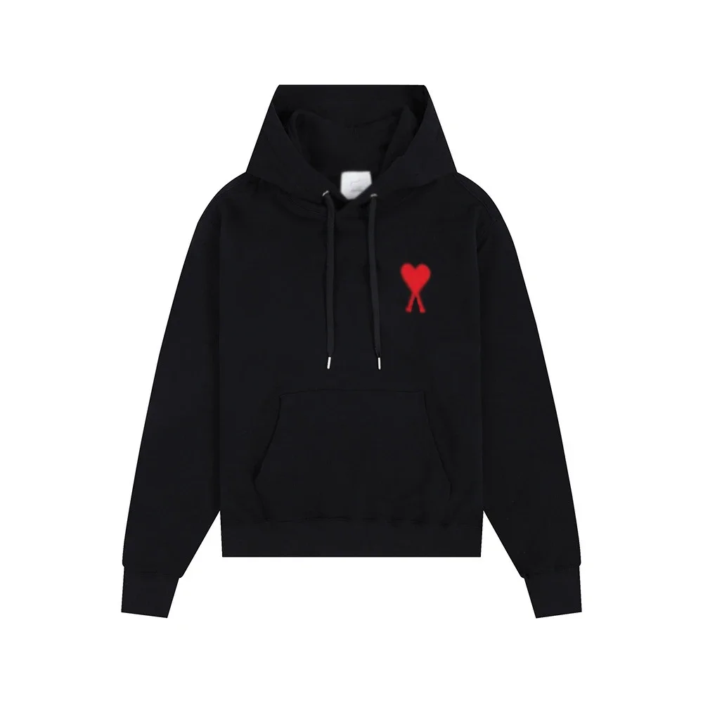 Sweatshirt autumn and winter new long-sleeved hooded unisex small love flat embroidered hoodie