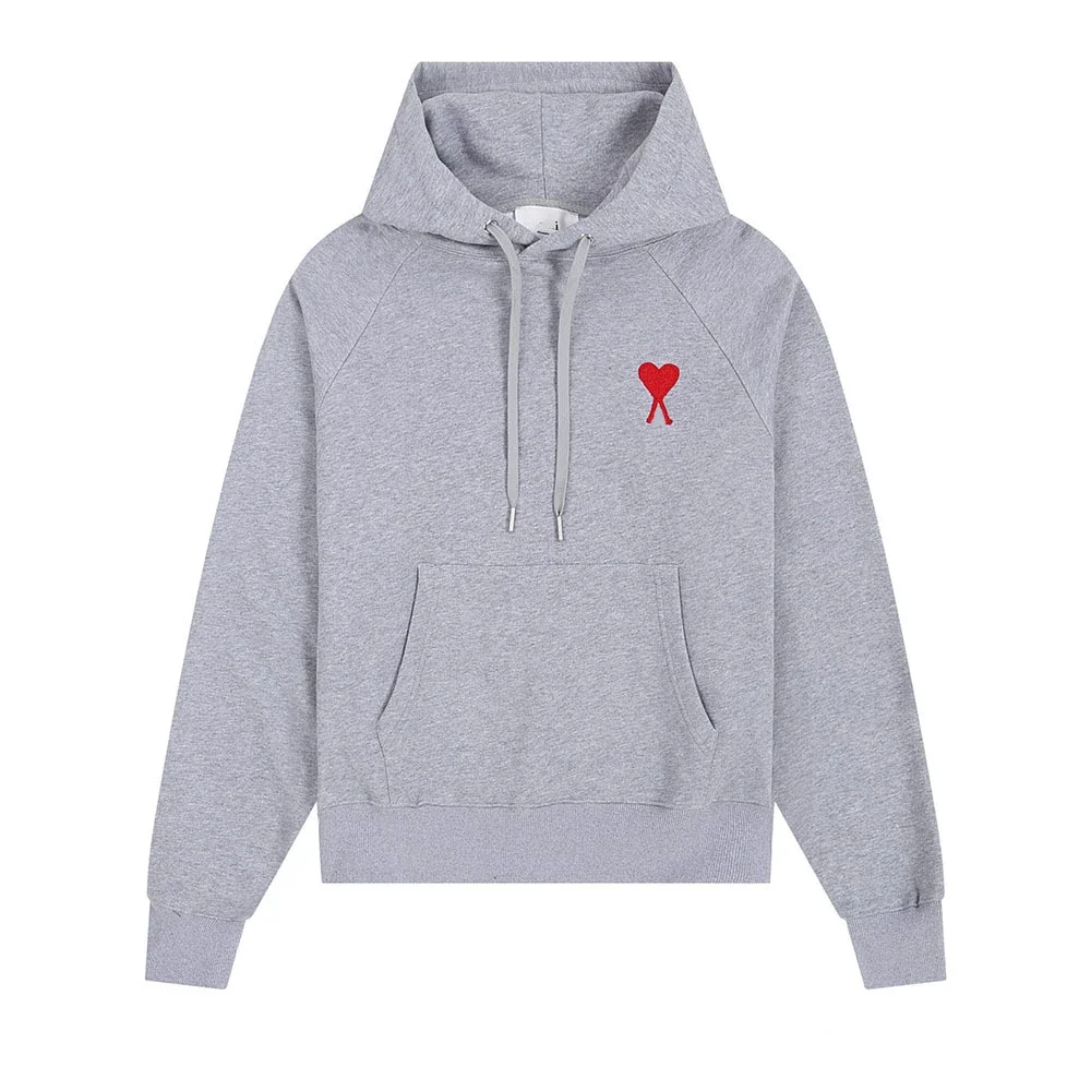 Sweatshirt autumn and winter new long-sleeved hooded unisex small love flat embroidered hoodie