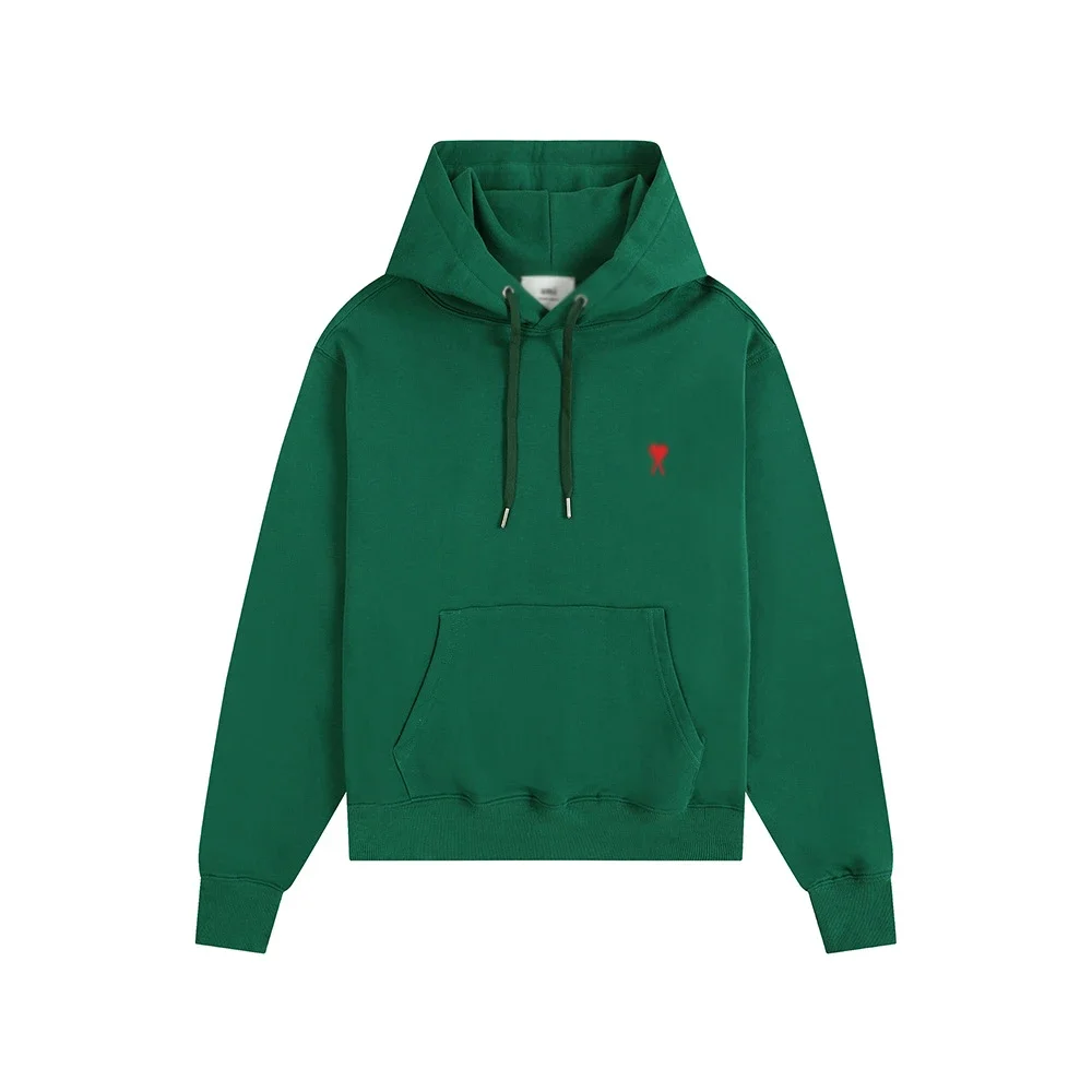 Sweatshirt autumn and winter new long-sleeved hooded unisex small love flat embroidered hoodie