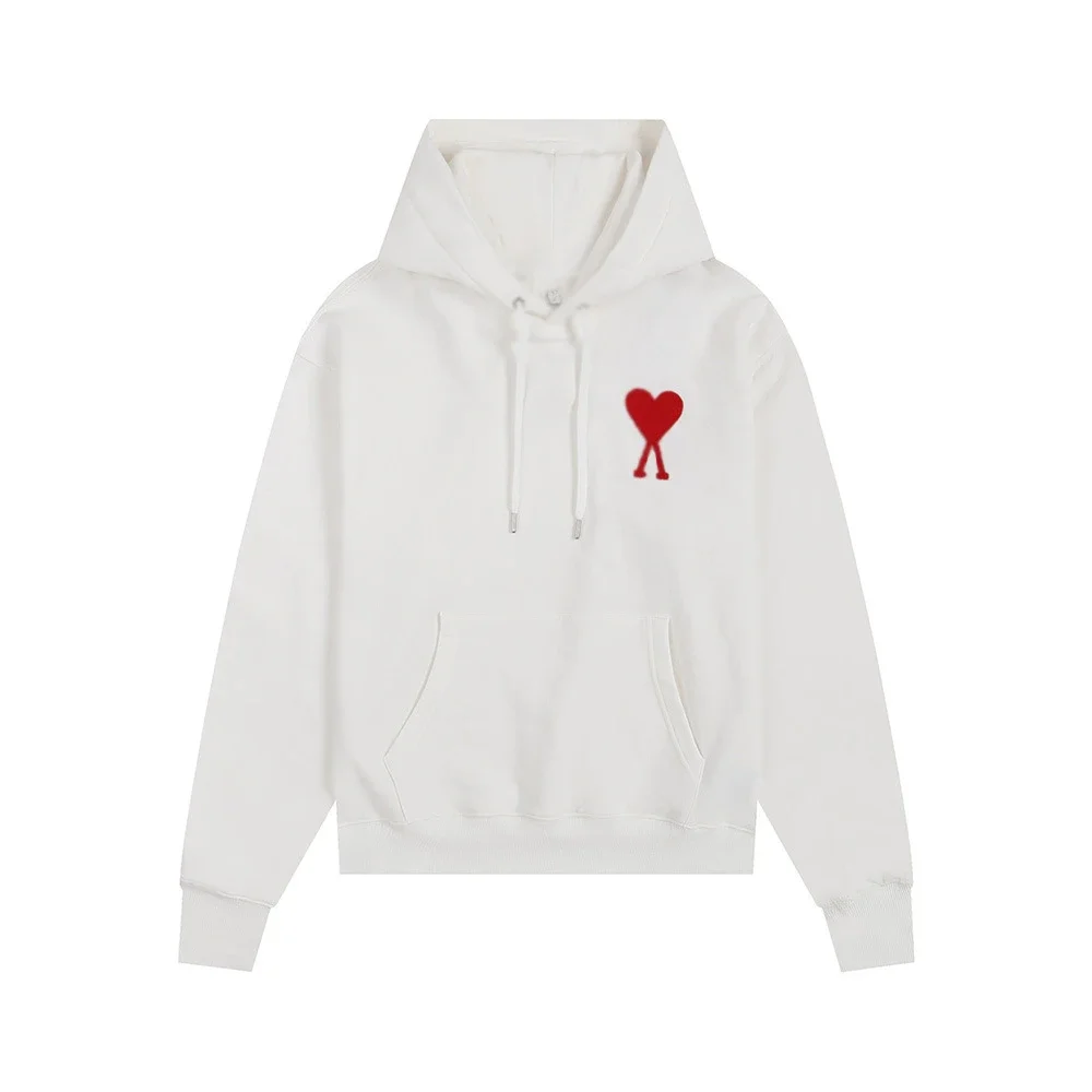 Sweatshirt autumn and winter new long-sleeved hooded unisex small love flat embroidered hoodie