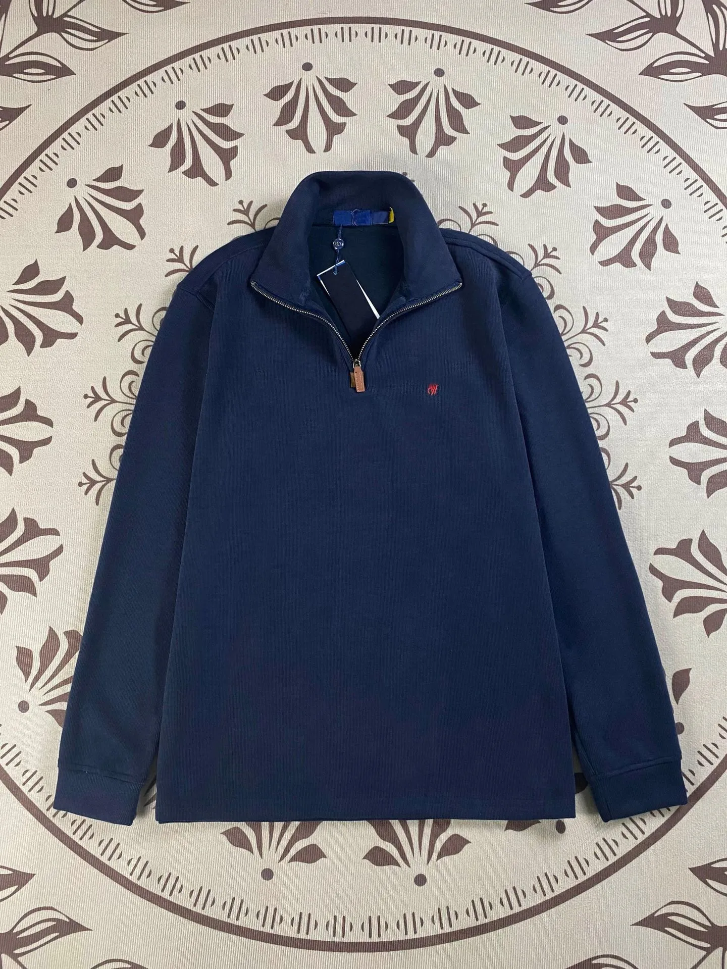 Half-zip loose sweatshirt men's polo couple sweatshirt women's retro long-sleeved lapel