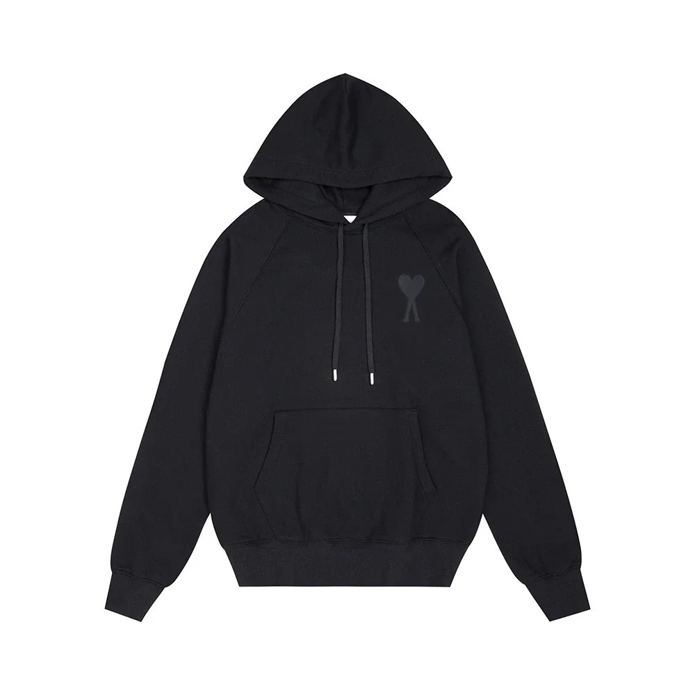 Sweatshirt autumn and winter new long-sleeved hooded unisex small love flat embroidered hoodie