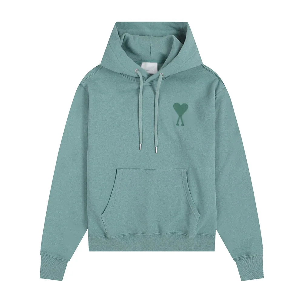 Sweatshirt autumn and winter new long-sleeved hooded unisex small love flat embroidered hoodie